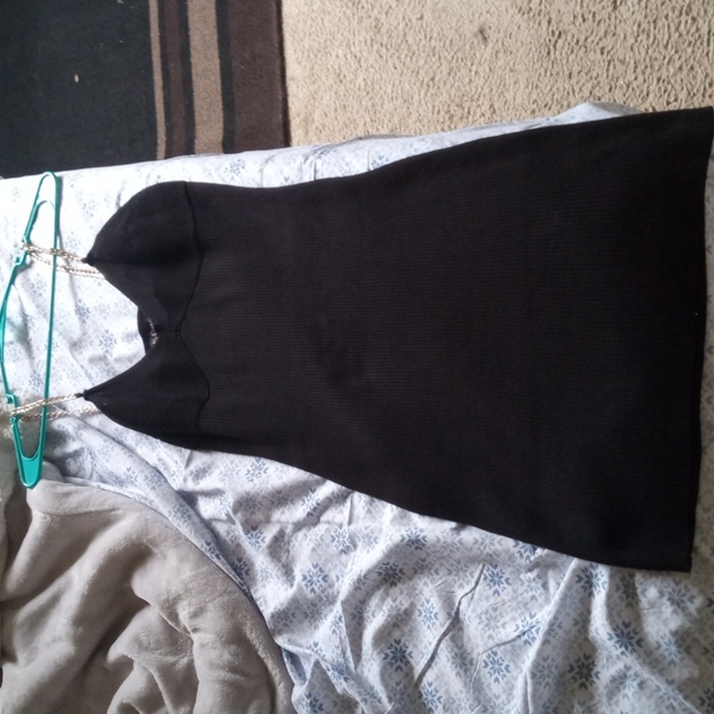 Women's*Gold Chain* Black Strap Dress